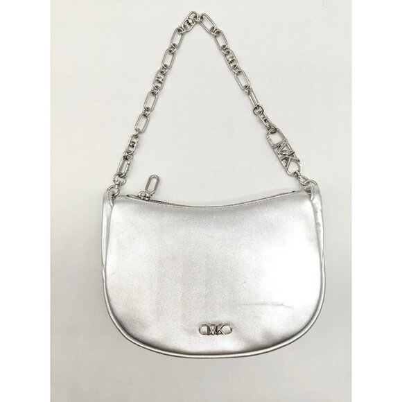 MICHAEL KORS Kendall leather chain link pouchette bracelet small bag - Silver - Picture 2 of 8